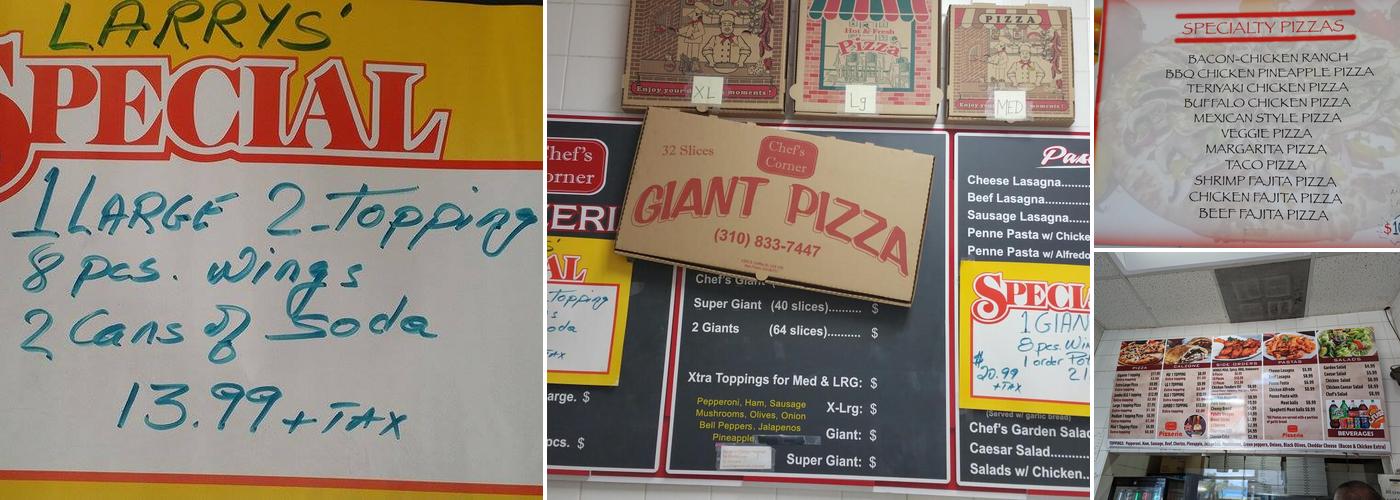 Chef's Corner Pizzeria Menu