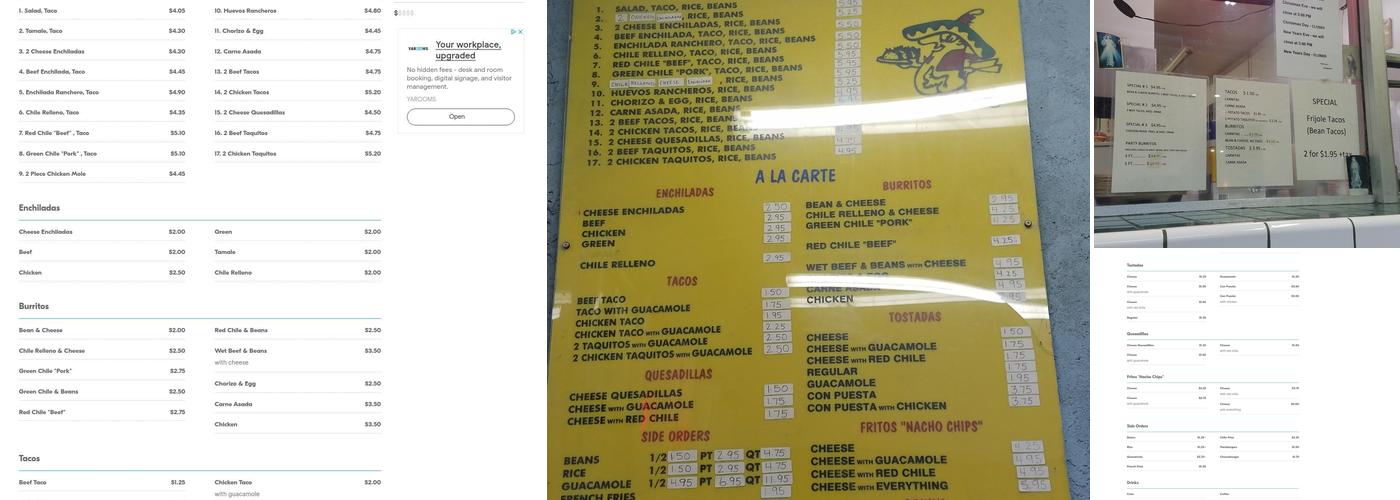 Enchilada House Menu