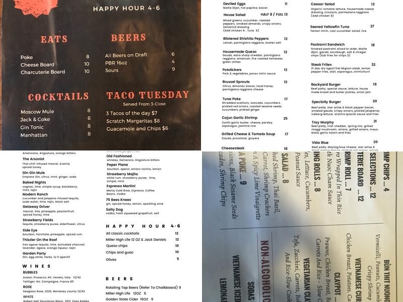 Branch Line Bar Menu