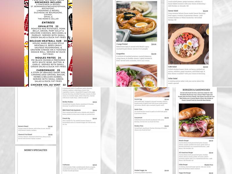 The Monk's Cellar Menu