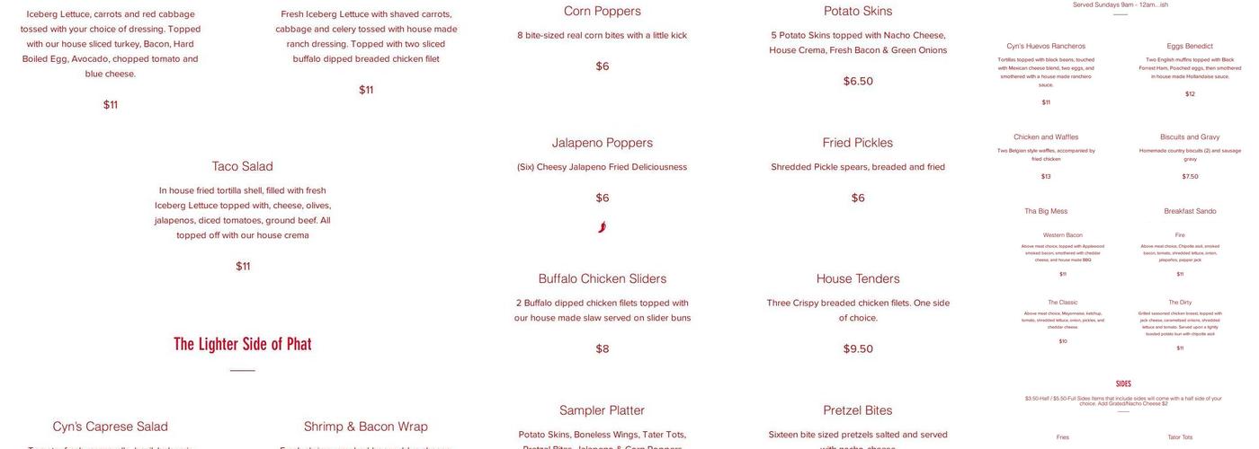 Phat Chad's Menu