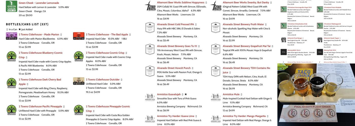 Final Gravity Taproom & Bottleshop Menu
