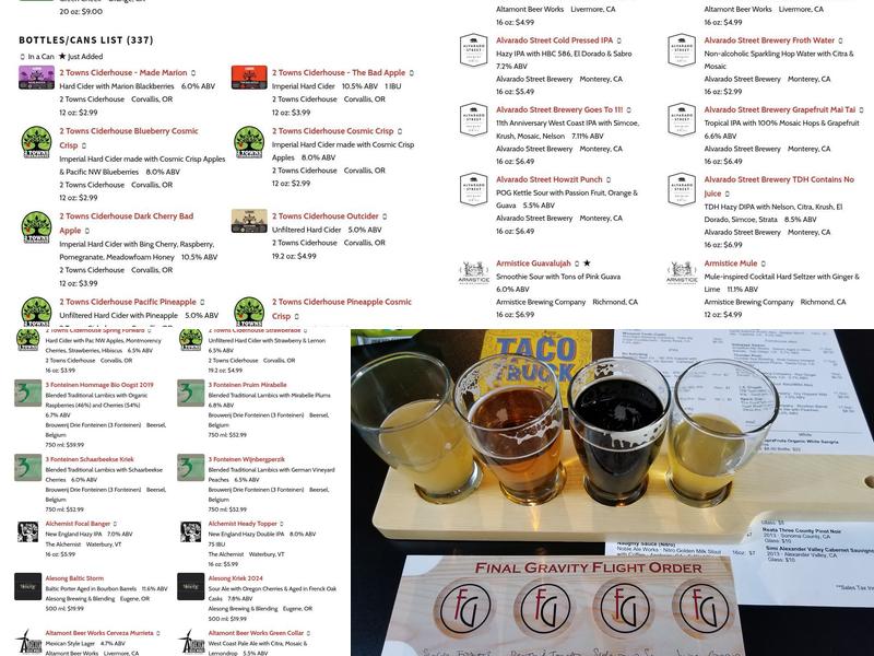 Final Gravity Taproom & Bottleshop Menu