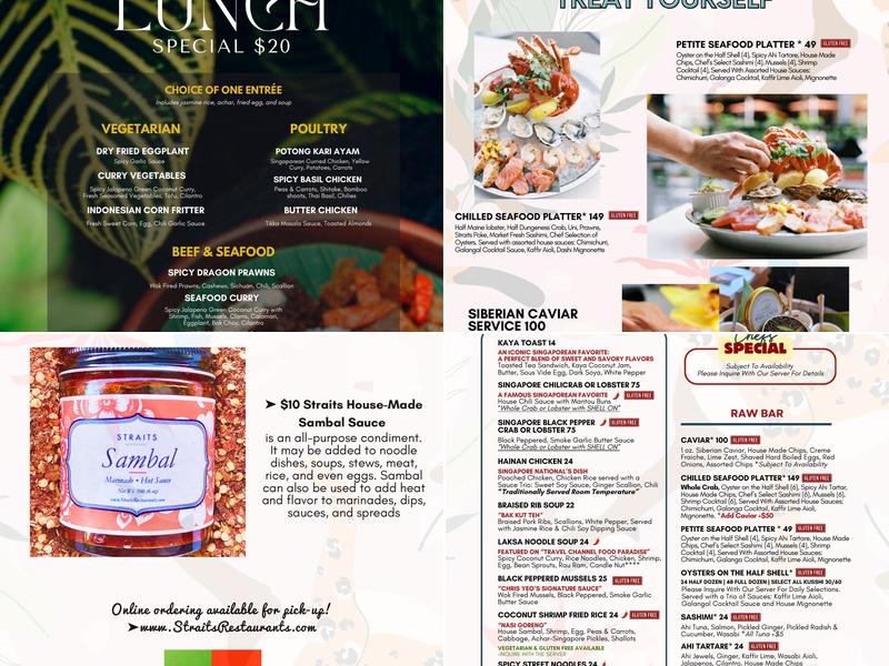 Straits Restaurant Menu