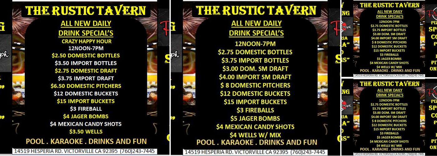 Rustic Tavern Menu