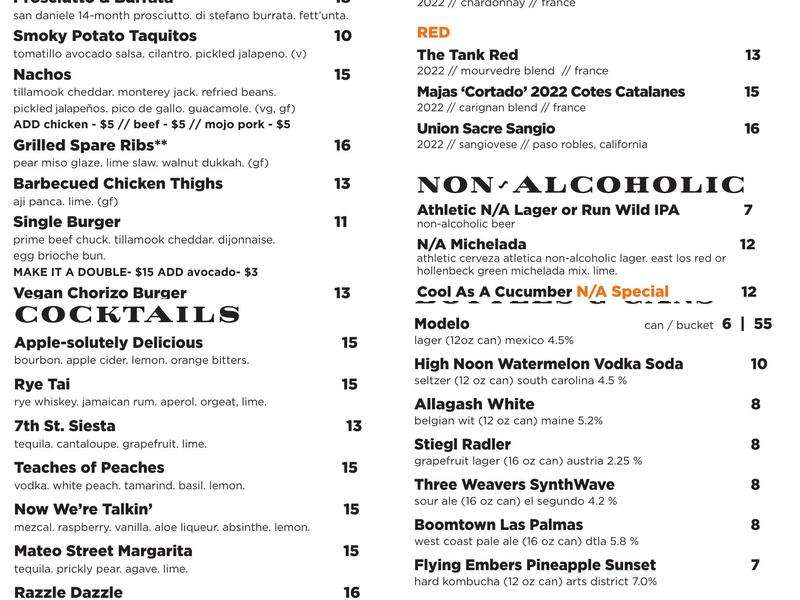 Everson Royce Bar Menu