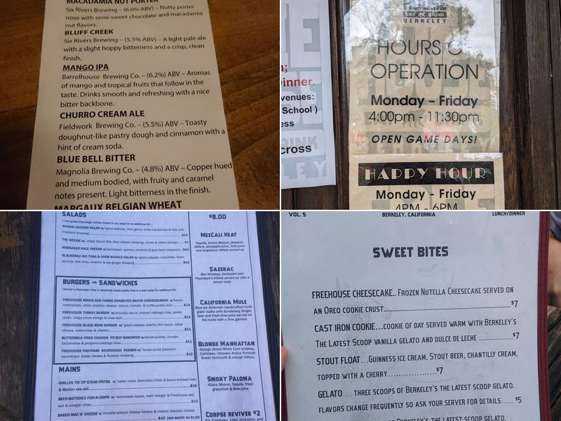 Freehouse Menu