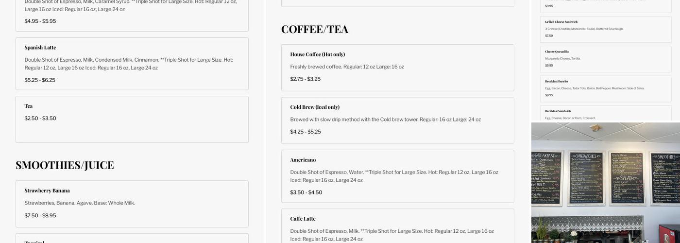 CAFE BRIO Menu