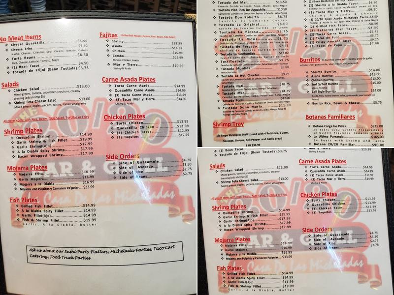 The 20/20 Draft House Menu