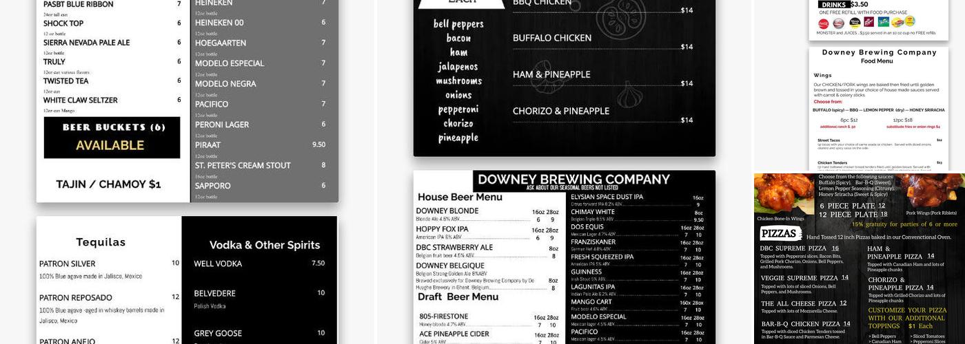 Downey Brewing Company Menu