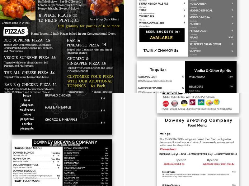 Downey Brewing Company Menu