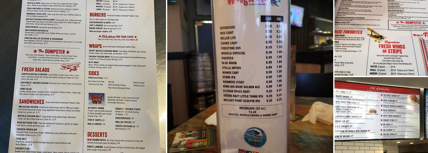 Wingnuts Menu
