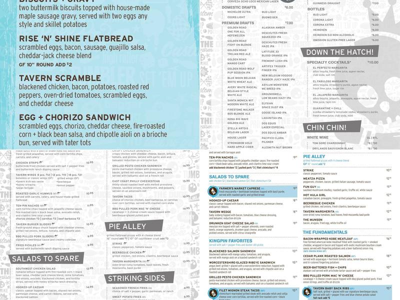Tavern+Bowl Costa Mesa Menu