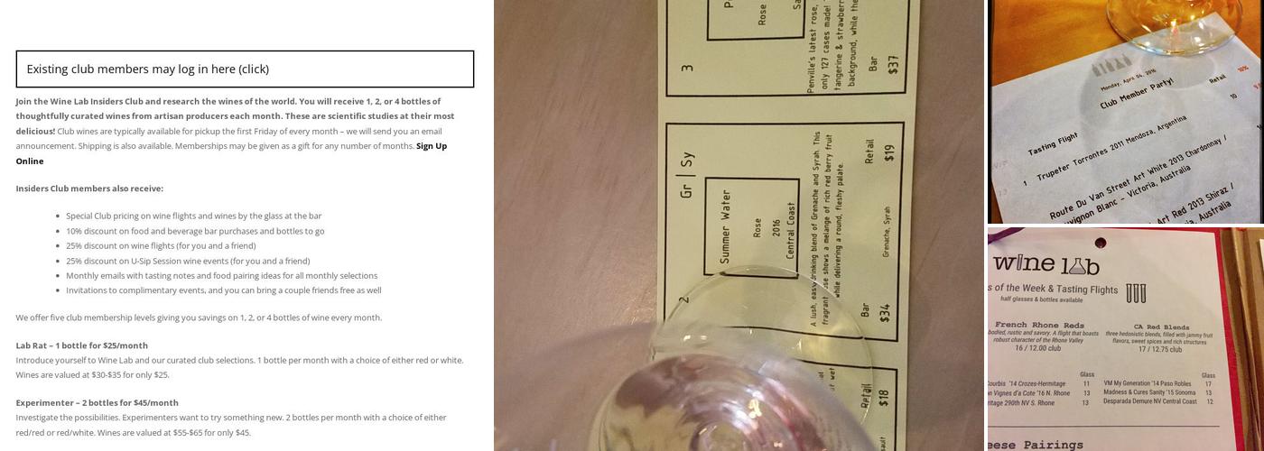 Wine Lab Menu