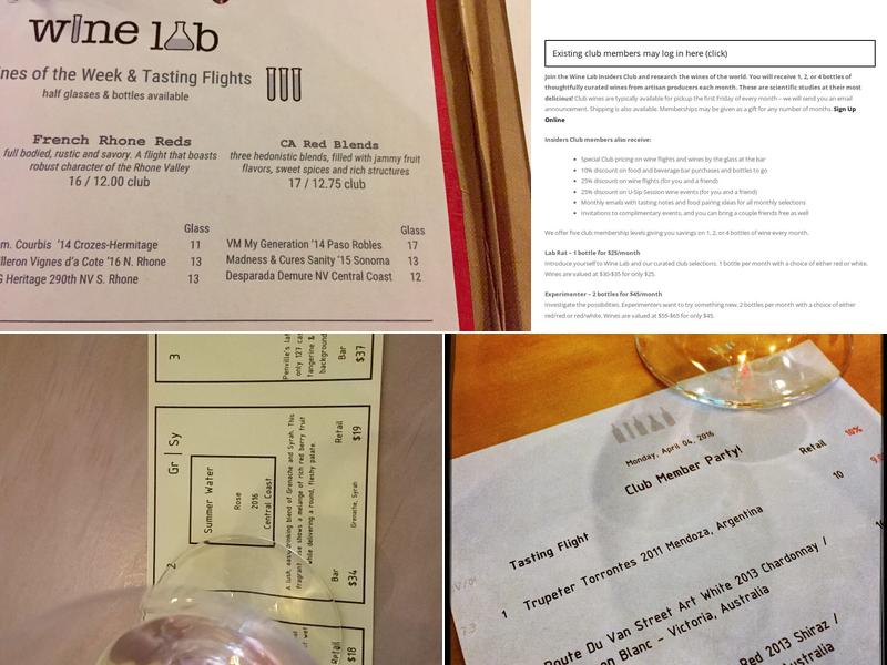 Wine Lab Menu