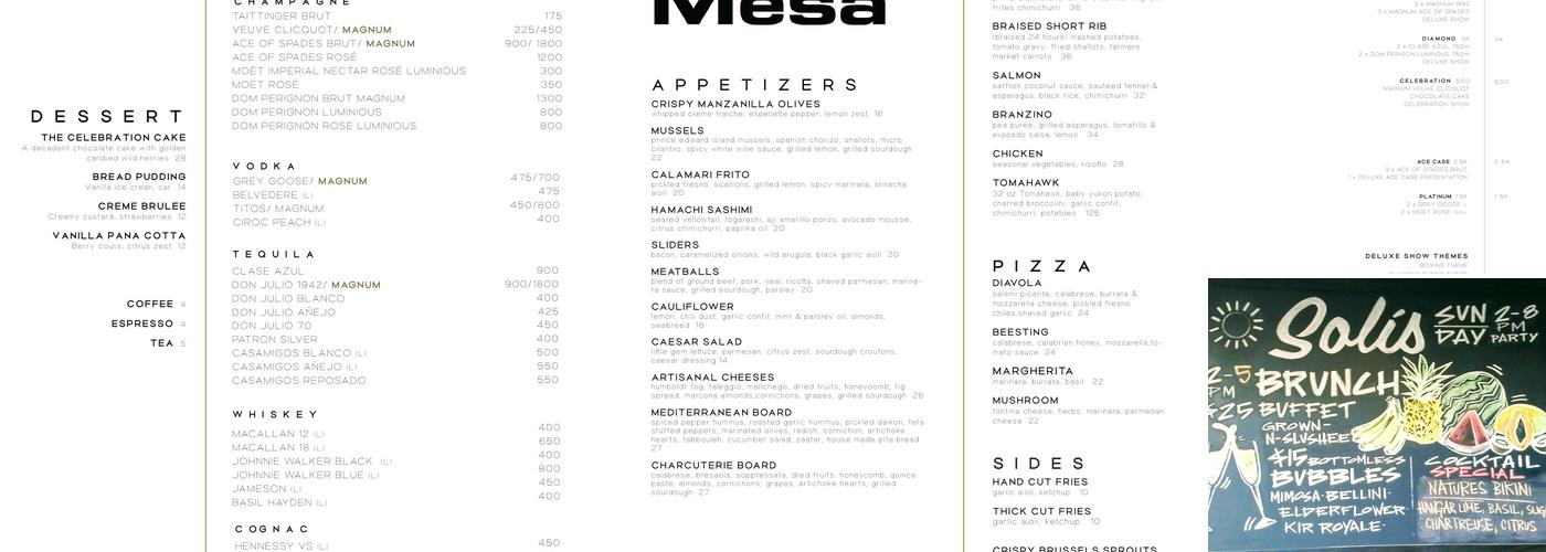Mesa Menu