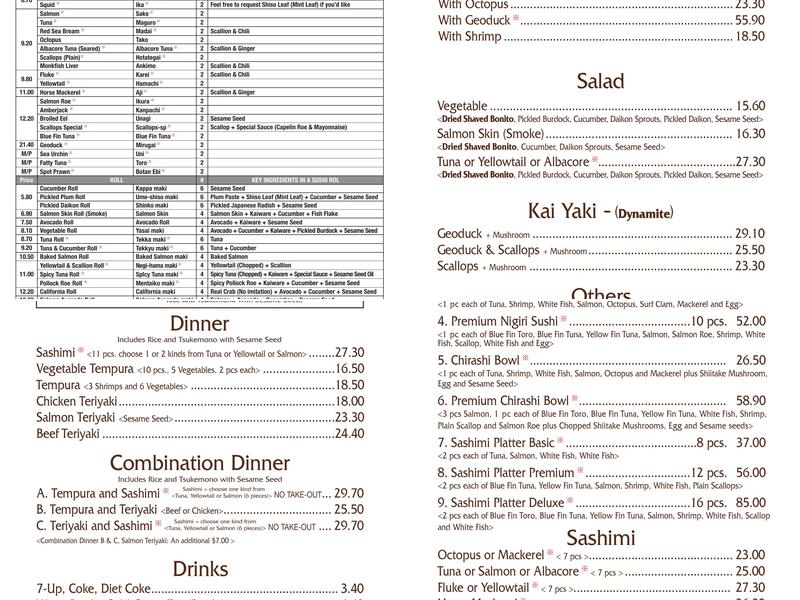 Hide Sushi Menu