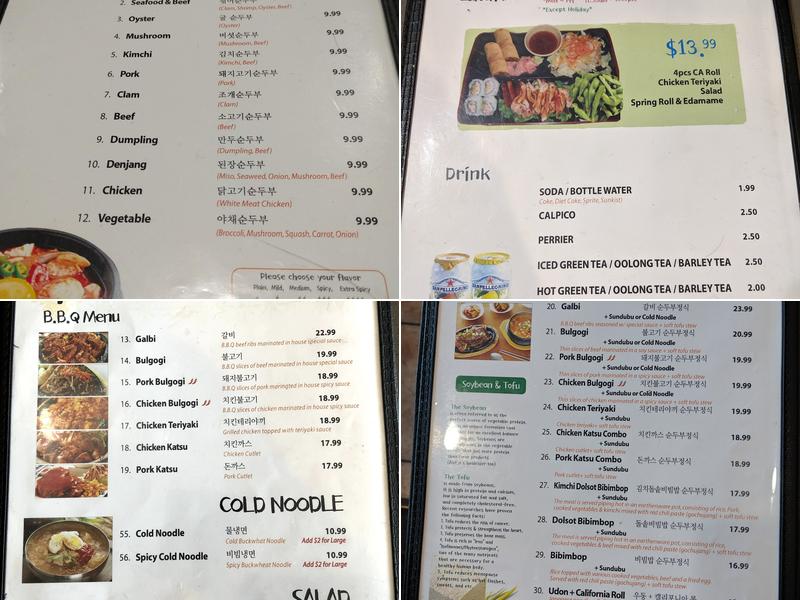 Tofu Ya Menu