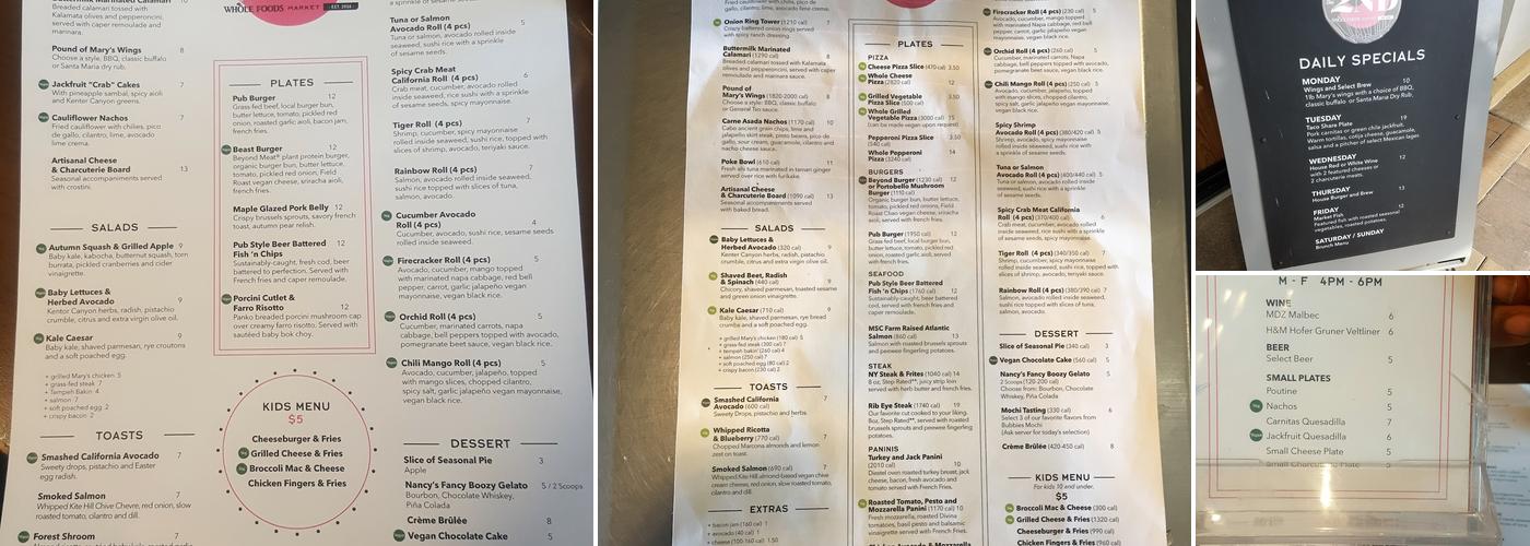 The 2nd Bar and Restaurant Menu