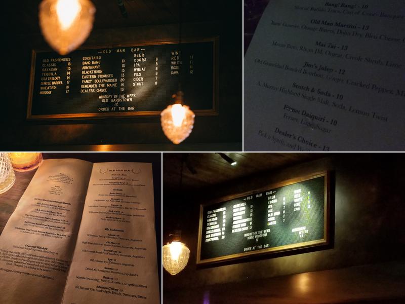 Old Man Bar Menu