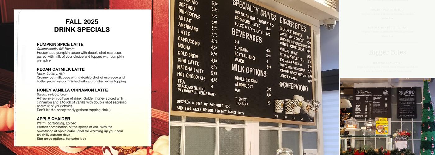 Cafe Patoro Menu