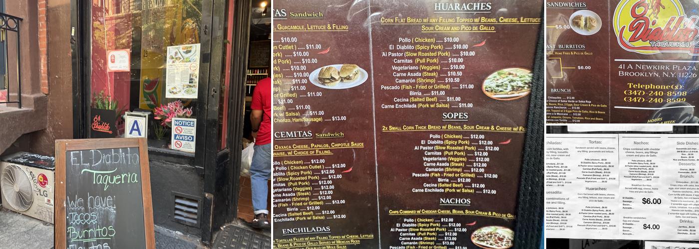 El Diablito Taqueria Menu