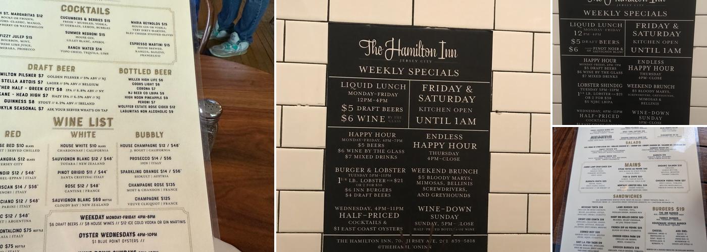 The Hamilton Inn Menu