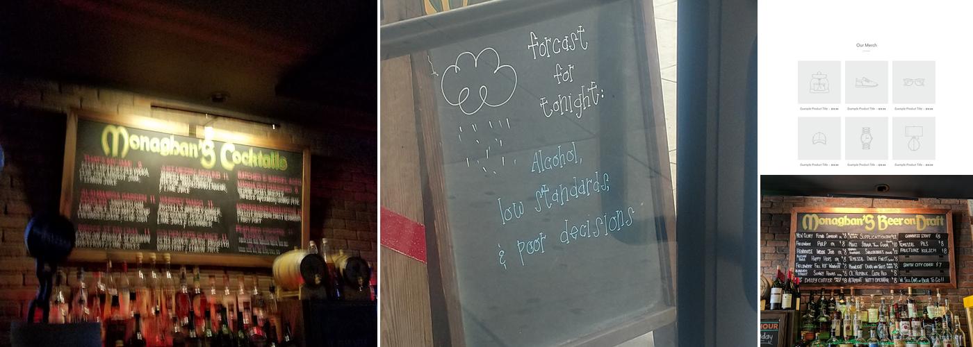 Monaghan's Bar Menu