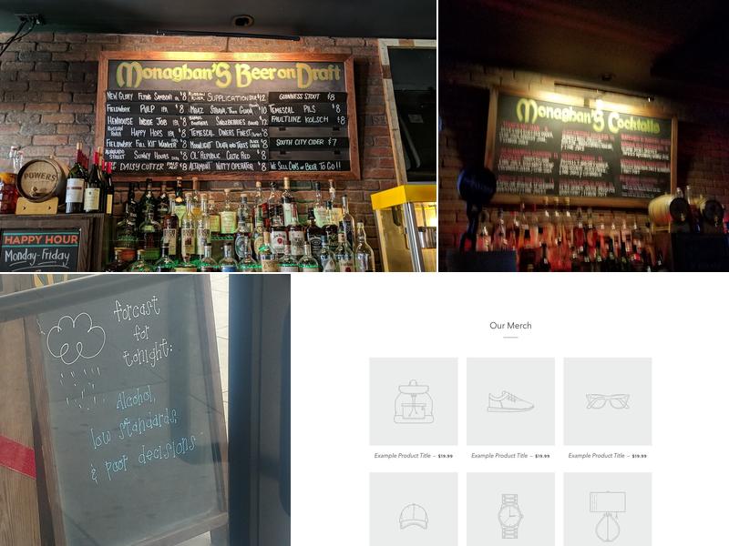 Monaghan's Bar Menu