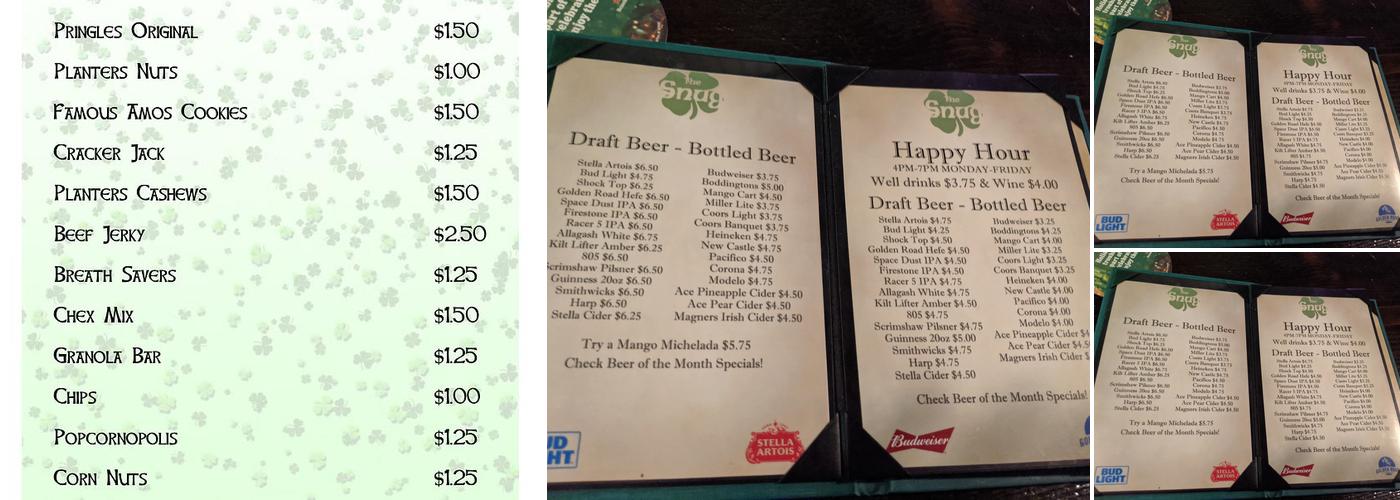 The Snug Menu