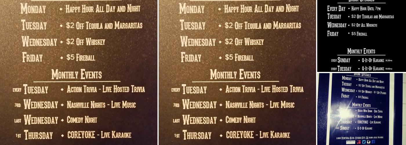 Residuals Tavern Menu