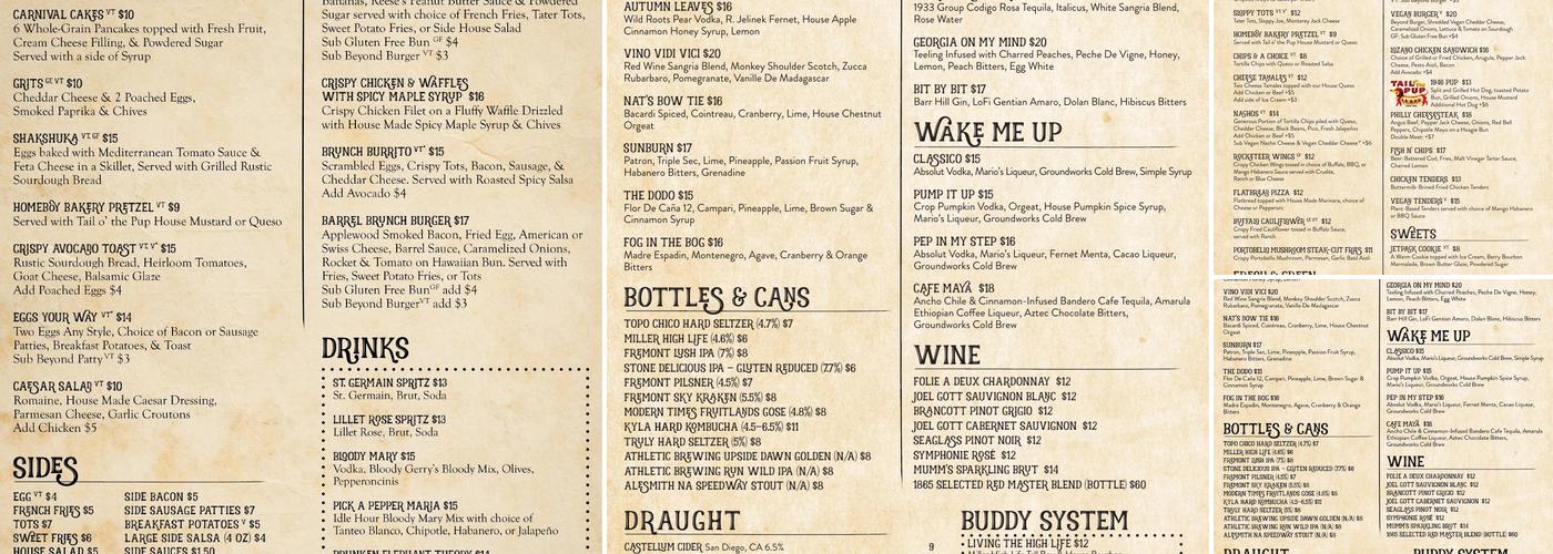Idle Hour Menu