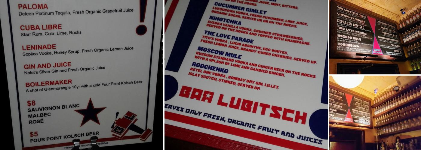 Bar Lubitsch Menu