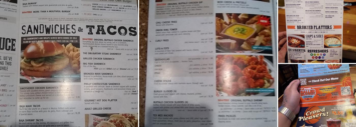 Hooters Menu