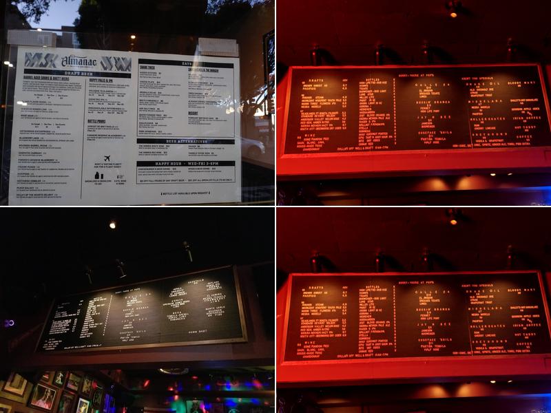 Pop's Bar Menu