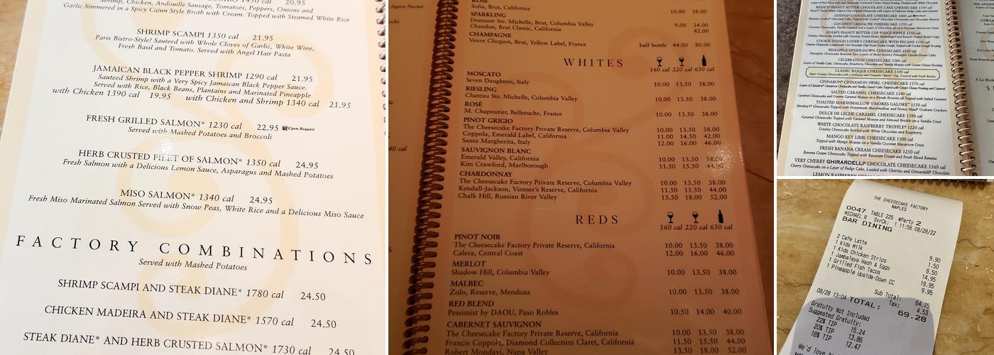 The Cheesecake Factory Menu