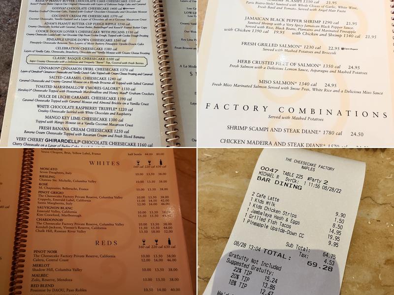 The Cheesecake Factory Menu