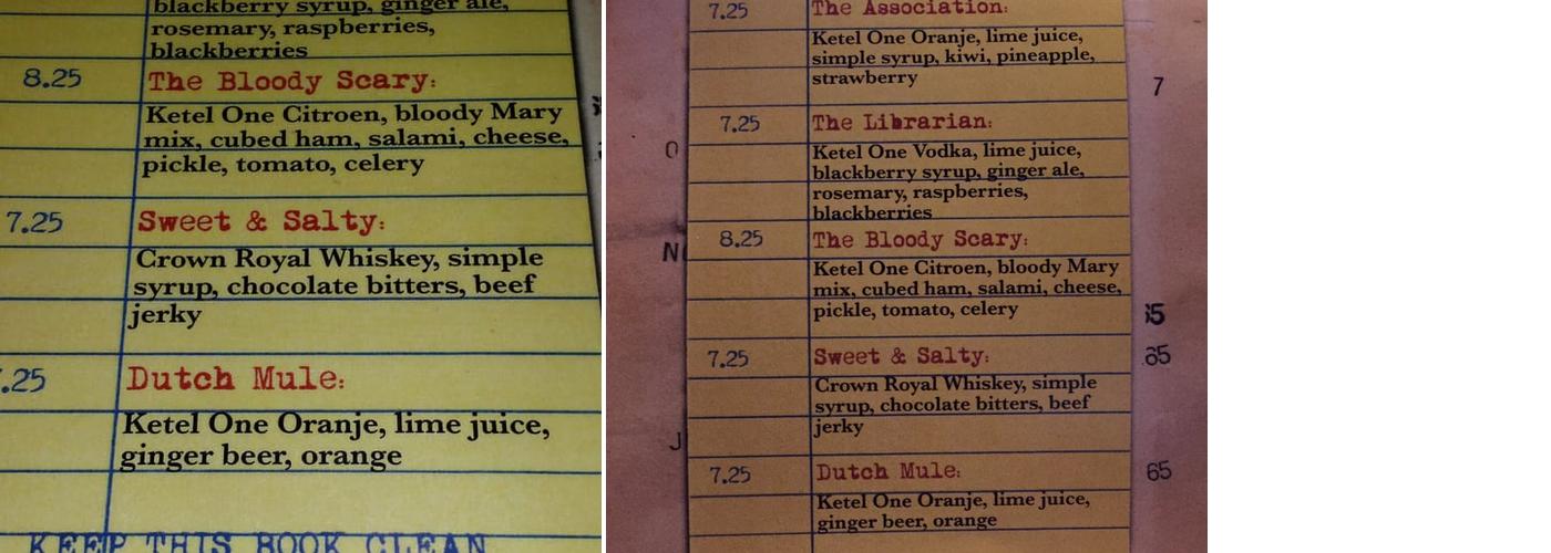 The Study Lounge Menu
