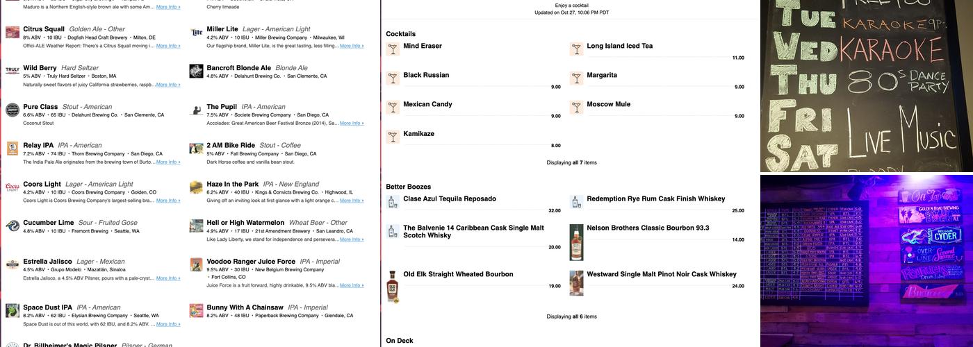 The Bancroft Bar Menu