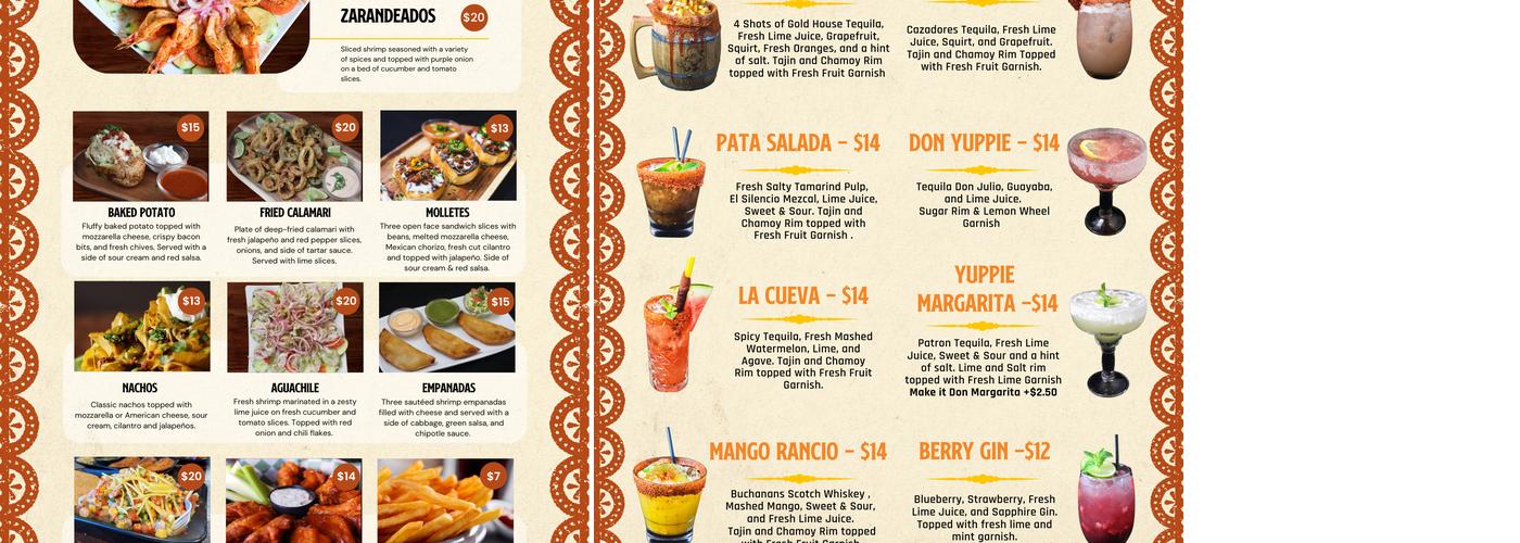 Yuppie Cantina Menu