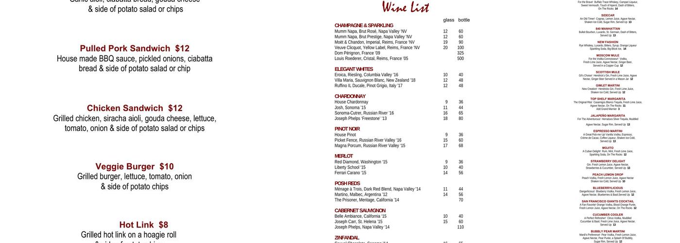 840 Wine Bar & Cocktail Lounge Menu