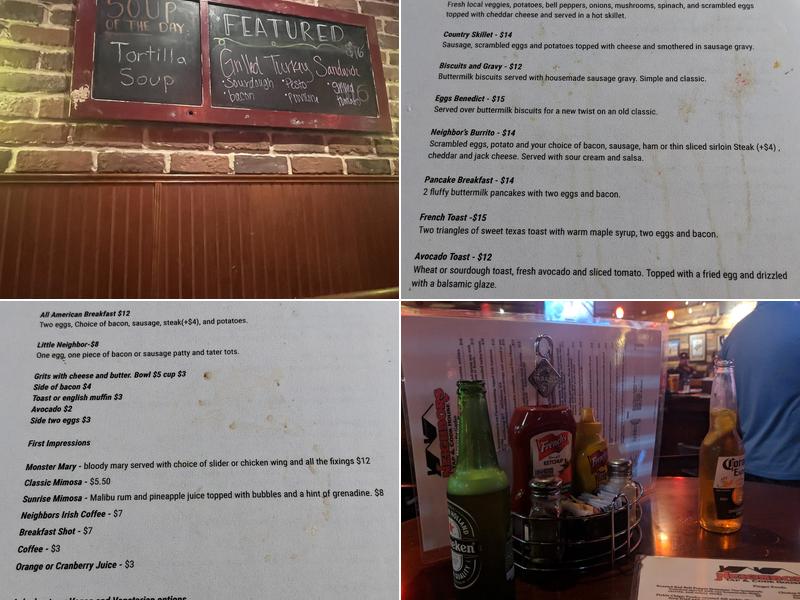 Neighbors | Tap and Cook House Menu