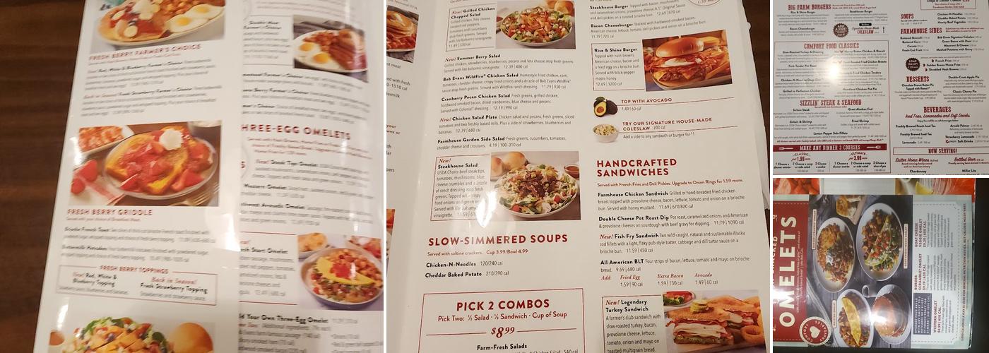 Bob Evans Menu