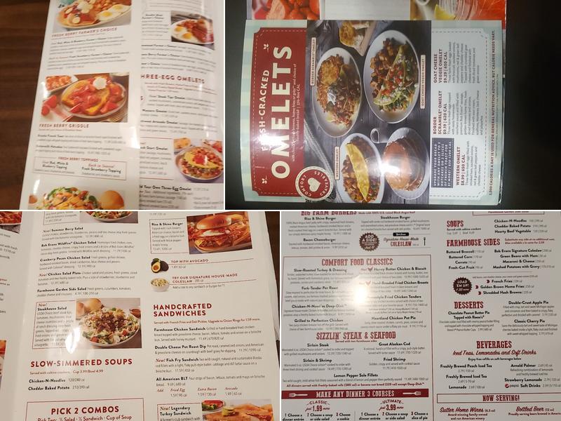 Bob Evans Menu