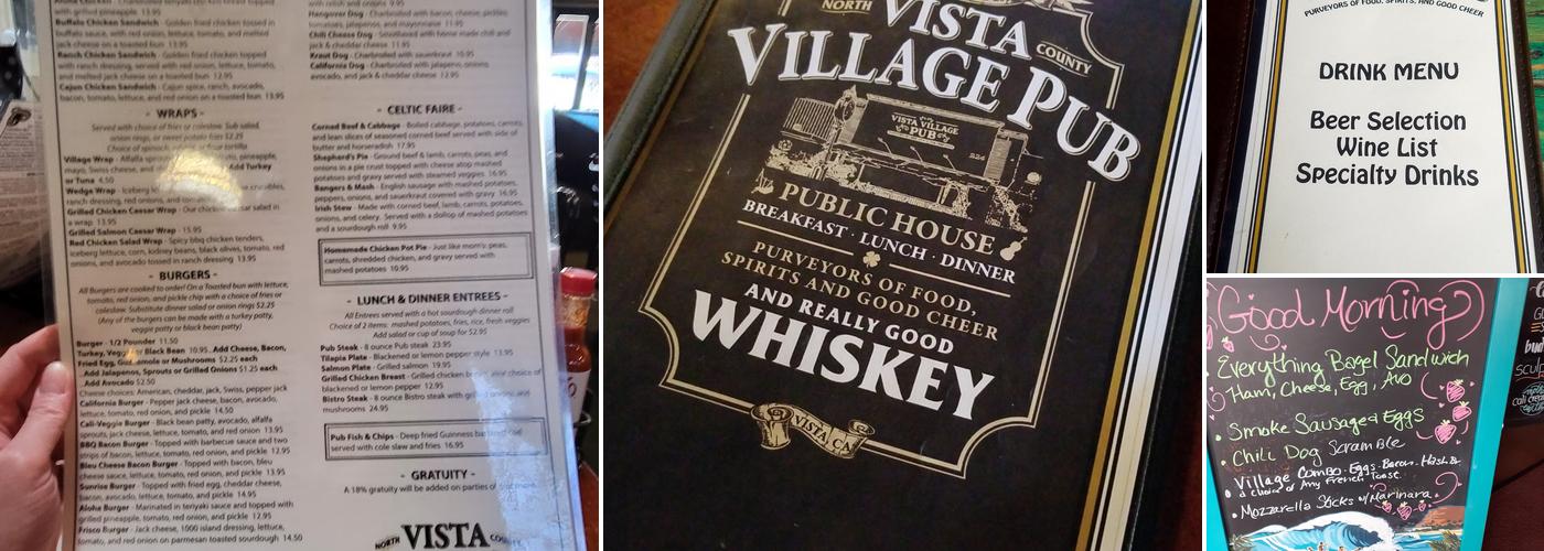 Vista Village Pub Menu