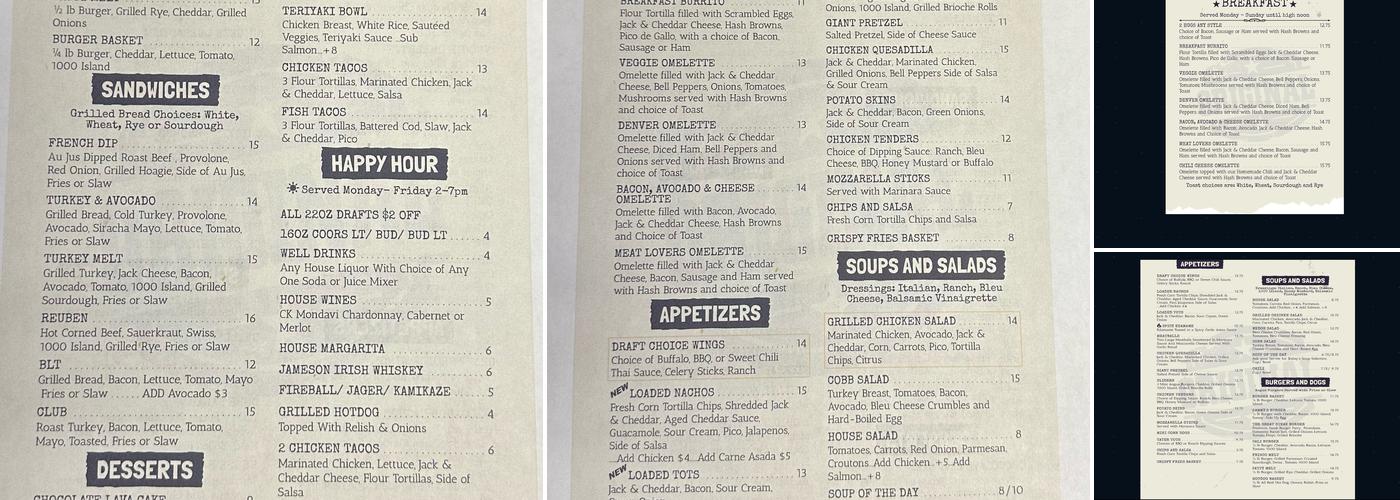 Sammy's Original Menu