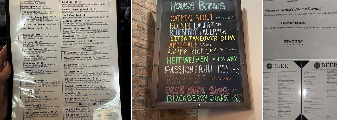 Stadium Brew Co. Menu