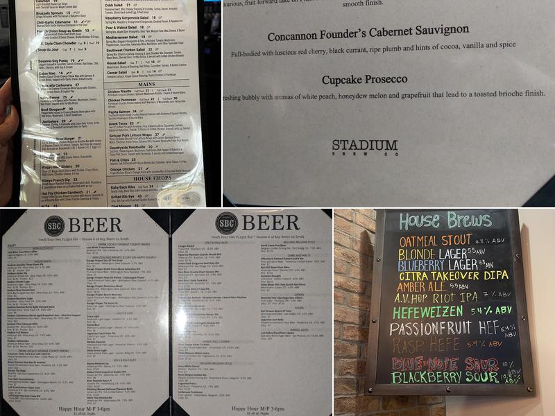 Stadium Brew Co. Menu