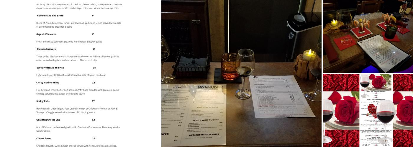 UnCorked Wine Bar Menu