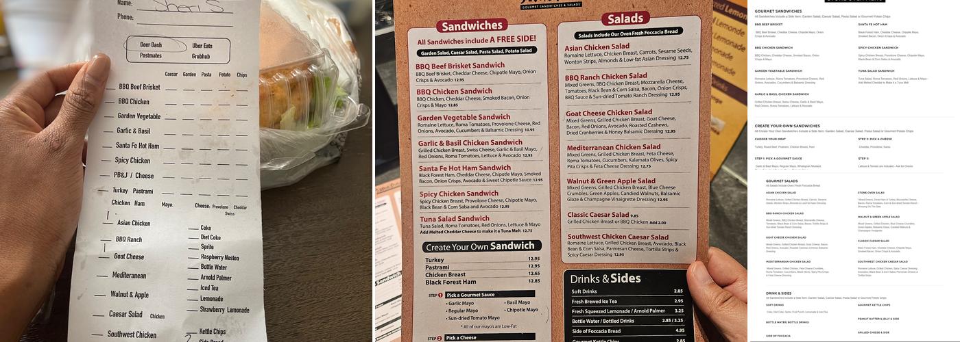 Stone Oven Menu